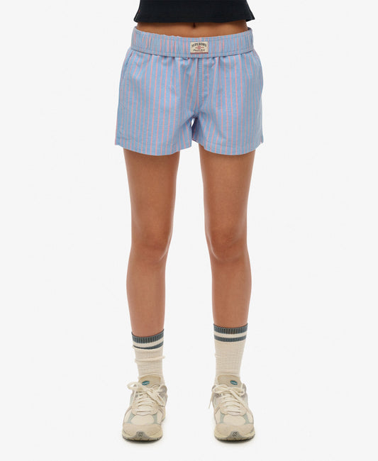 Cotton Stripe Elastic Short | Blue/Pink Stripe