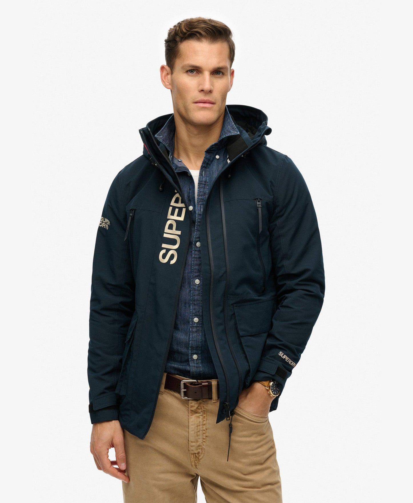 Slim Fit Hooded Ultimate Embroidered Windbreaker | Eclipse Navy