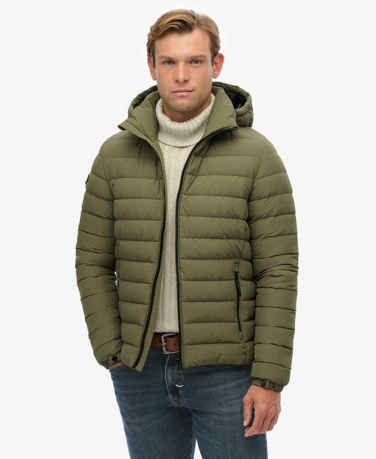 Hooded Fuji Padded Slim Fit Jacket | Shooting Olive