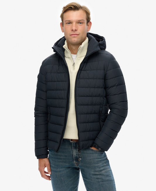 Hooded Fuji Padded Slim Fit Jacket | Eclipse Navy