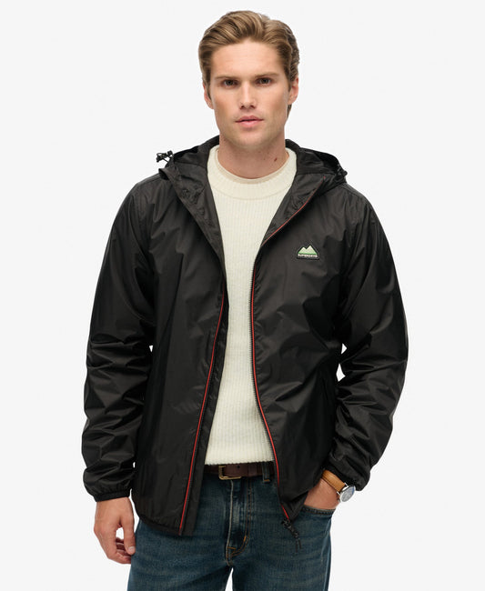 Essential Tri Windbreaker Jacket | Black/Pop