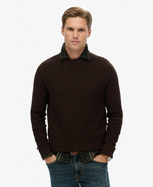 Light Weight Cotton Texture Jumper | Dark Brown/Black