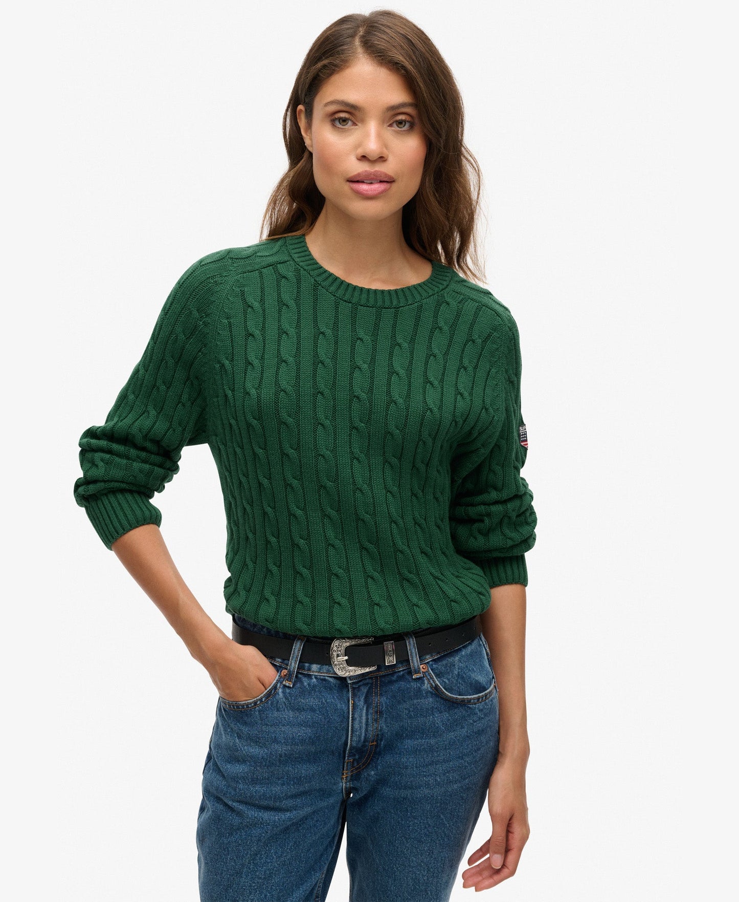 Slouchy Cable Knit | Dark Green