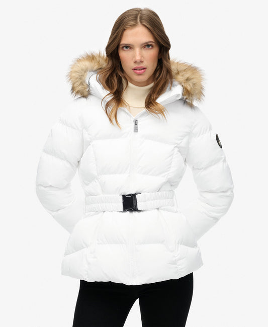 Slim Fit Fuji Belted Puffer | Bright White