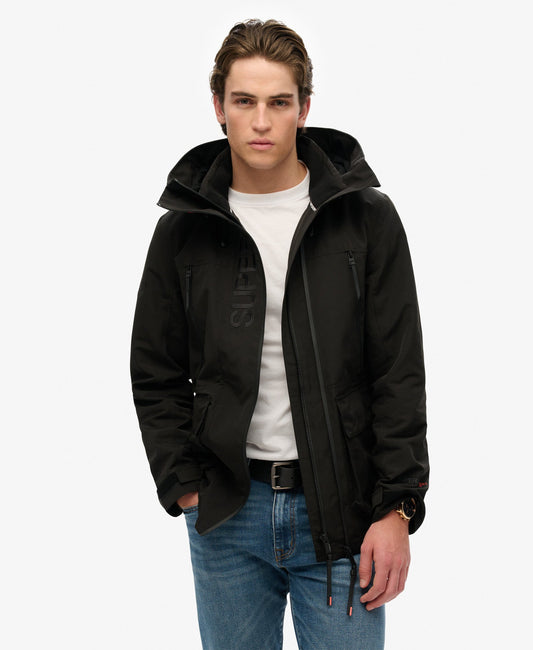 Slim Fit Hood Ultimate Embroidered Windbreaker | Black