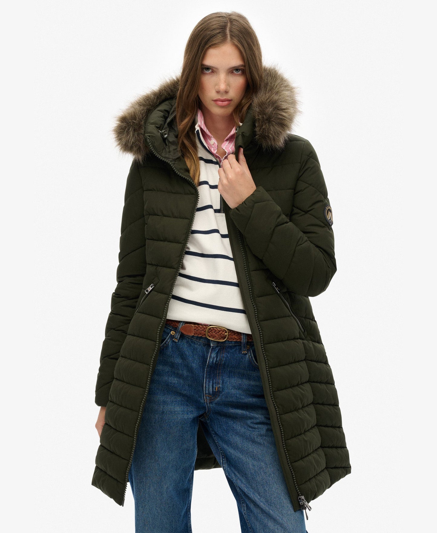 Fuji Hooded Mid Length Jacket | Surplus Goods Olive Green