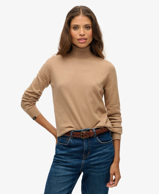Classic Turtle Neck Slim Fit Jumper | Light Taupe Marle