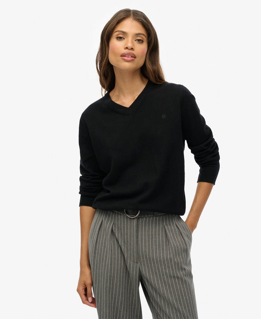 Classic V Neck Slim Fit Jumper | Black