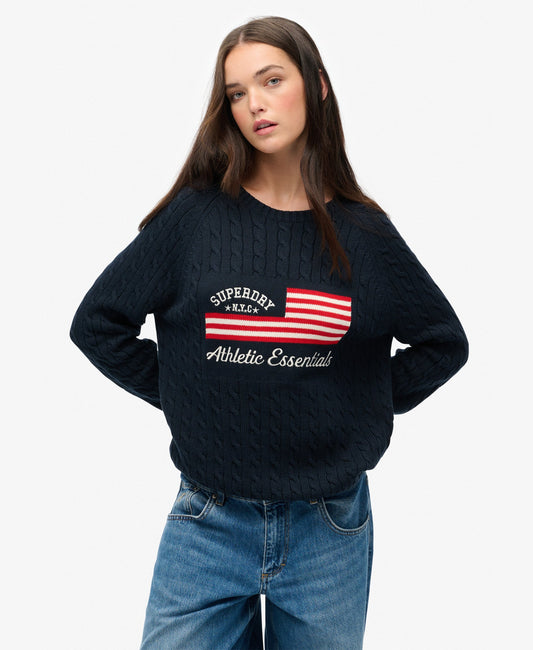 Slouchy Cable Flag Knit | Richest Navy