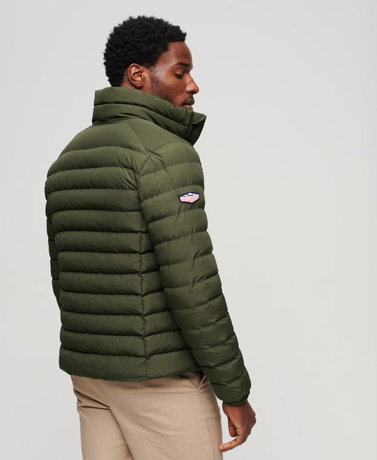 Fuji Printed Padded Slim Fit Jacket | Dark Moss Green
