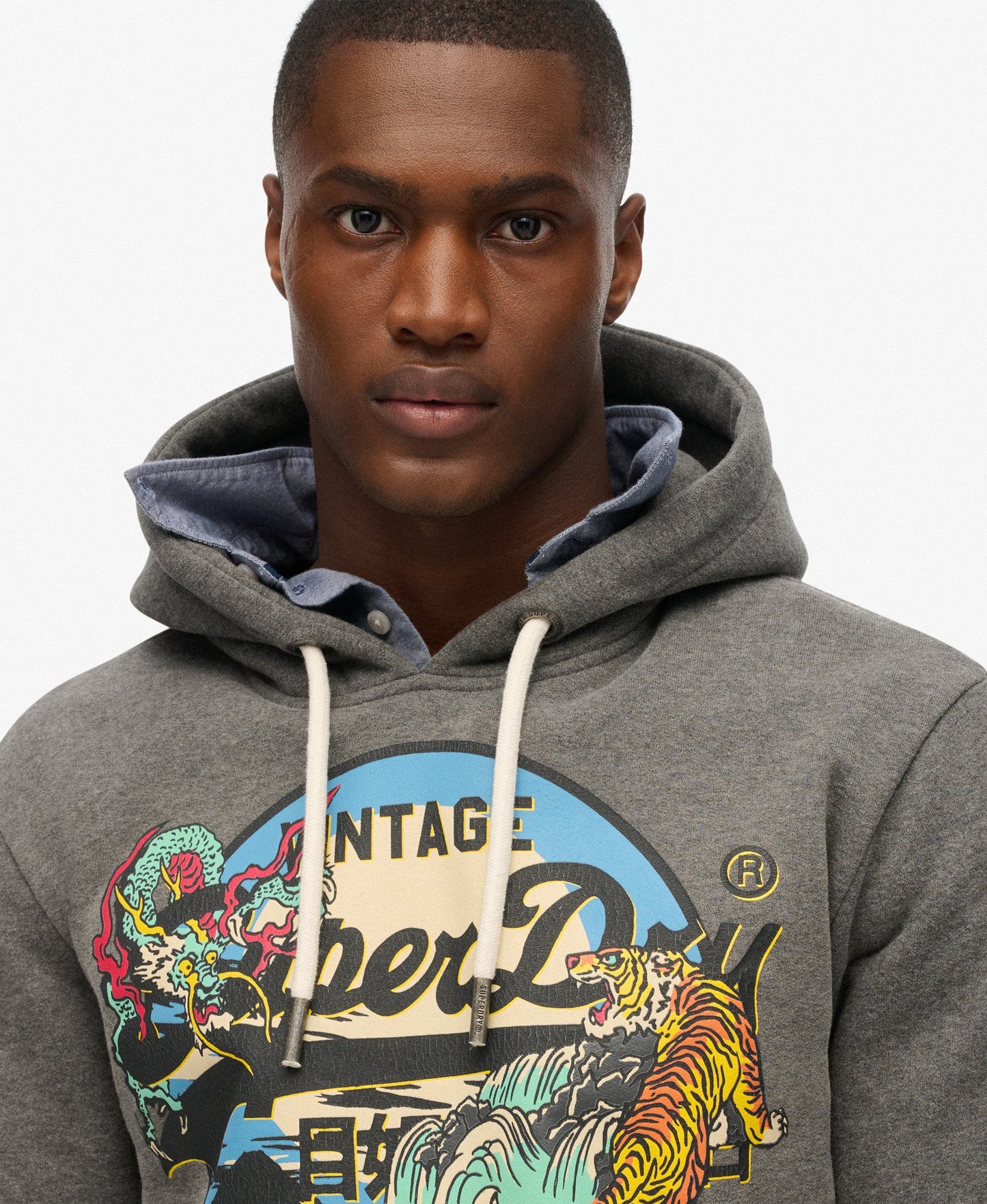 Japanese Vintage Logo Graphic Hoodie | Rich Charcoal Marle