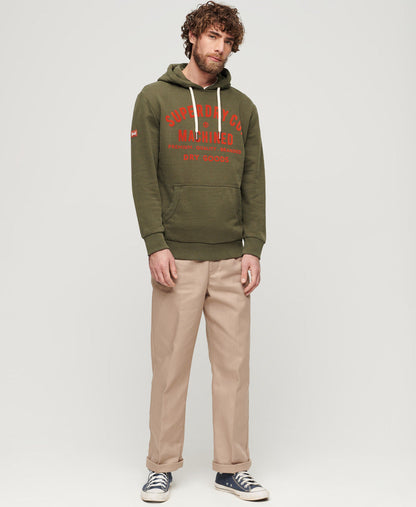 Workwear Flock Graphic Hoodie | Khaki Marle