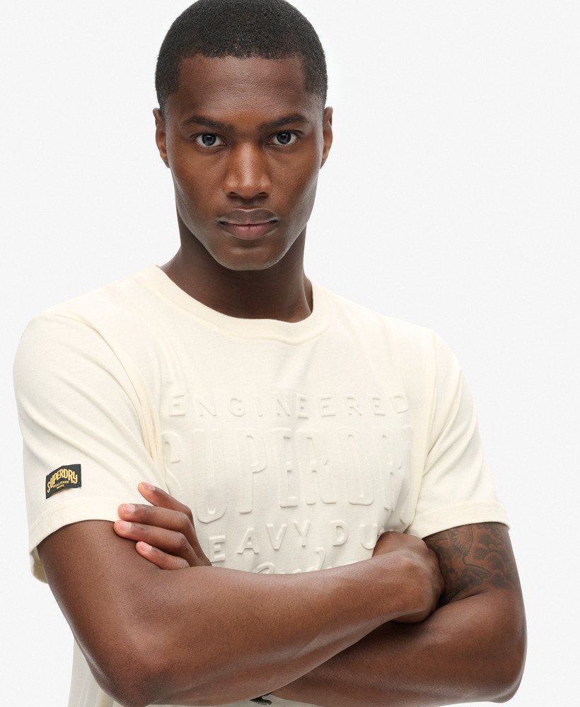 Embossed Logo Graphic T Shirt | Rice White
