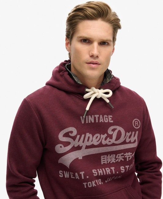 Classic Vintage Logo Graphic Hoodie | Track Burgundy Marle