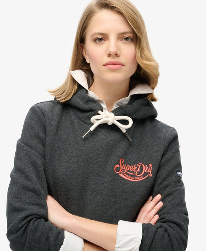 Neon Embroidered Graphic Hoodie | Charcoal Marle