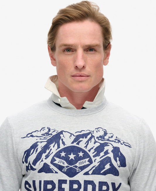 Lo-Fi Outdoors Graphic Crew | Flake Grey Marle