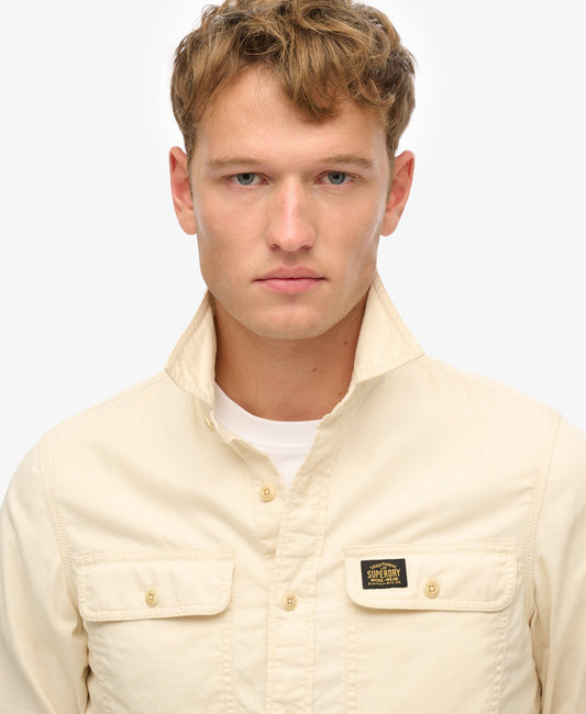 Cotton Workwear Long Sleeved Shirt | Oyster Grey