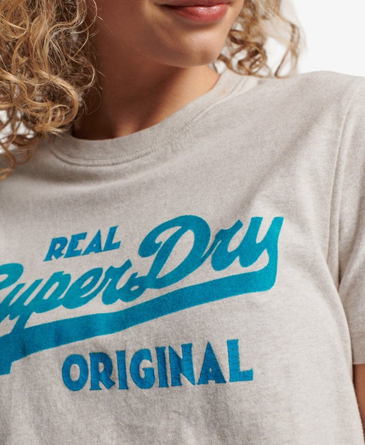 Vintage Logo Scripted College Tee | Oatmeal Marle