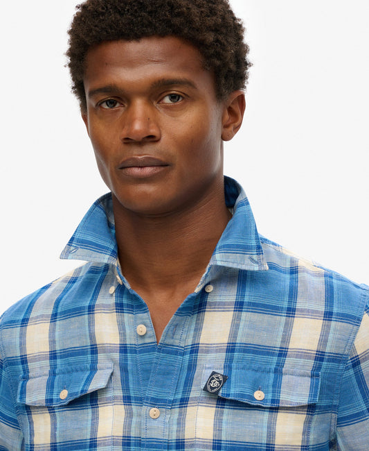 Merchant Linen Check Shirt | Blue Ombre Check