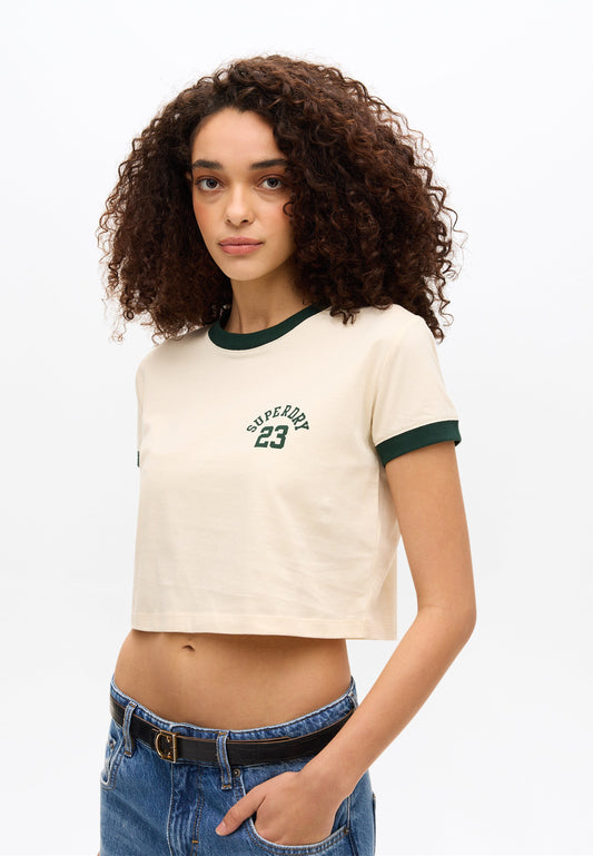 Athletic Essentials Ringer Slim Fit Tee | Turtledove Cream