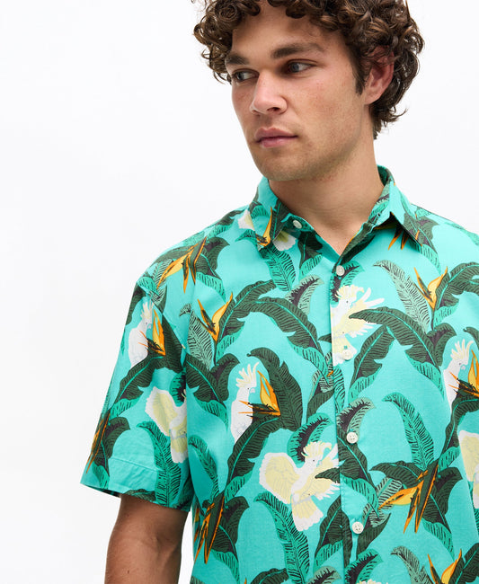 Hawaiian Shirt | Paradise Bird Aqua