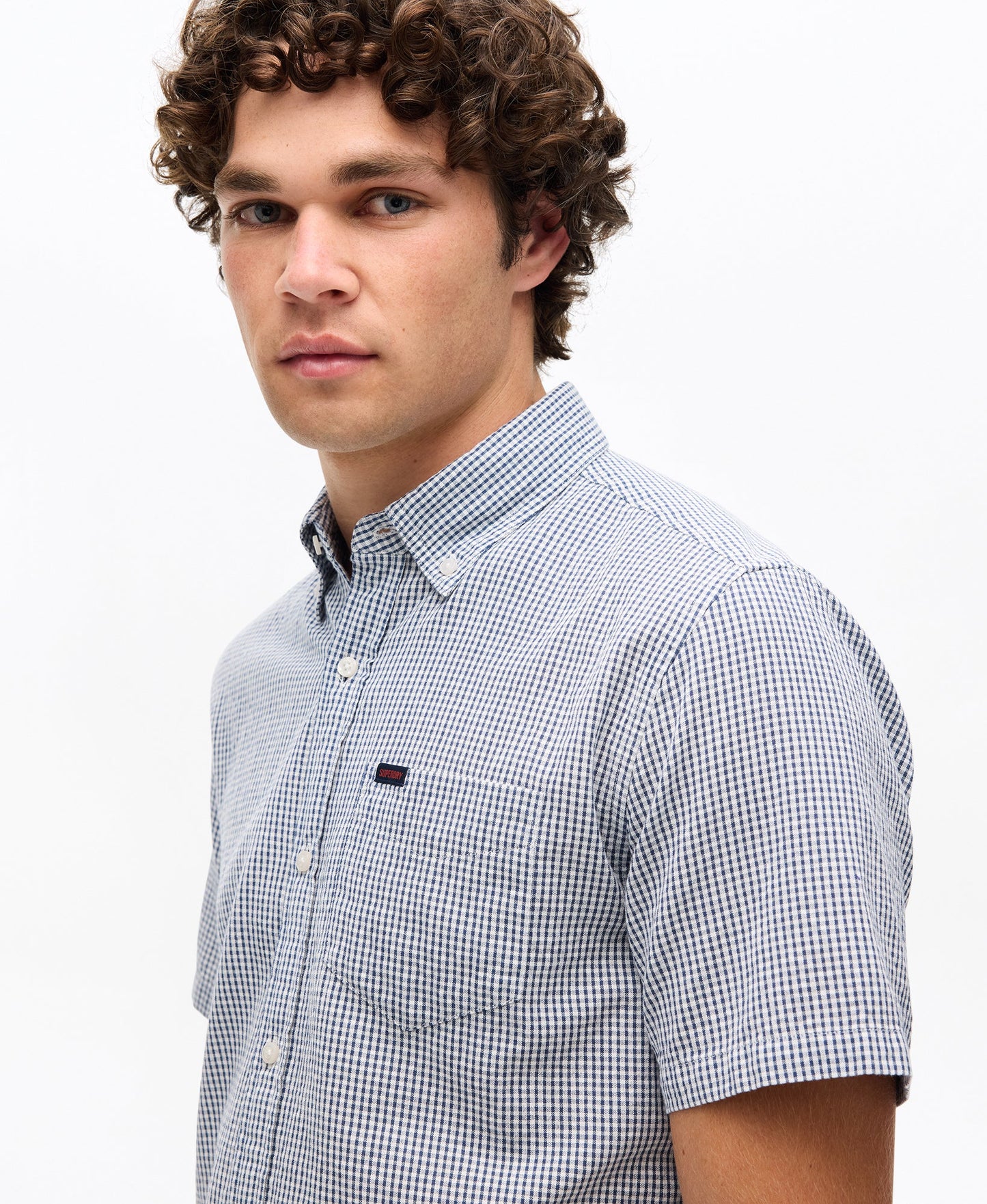 Seersucker Short Sleeve Shirt | Navy Gingham
