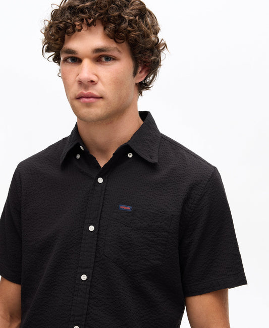 Seersucker Short Sleeve Shirt | Black