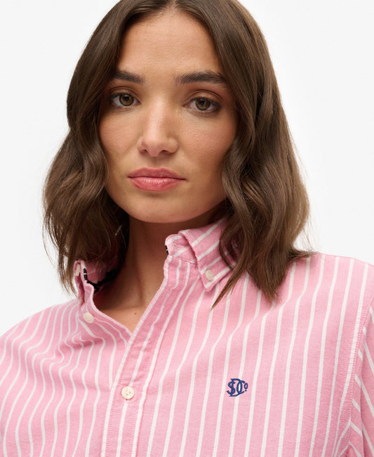 Slim Oxford Long Sleeve Shirt | Broker Pink Stripe