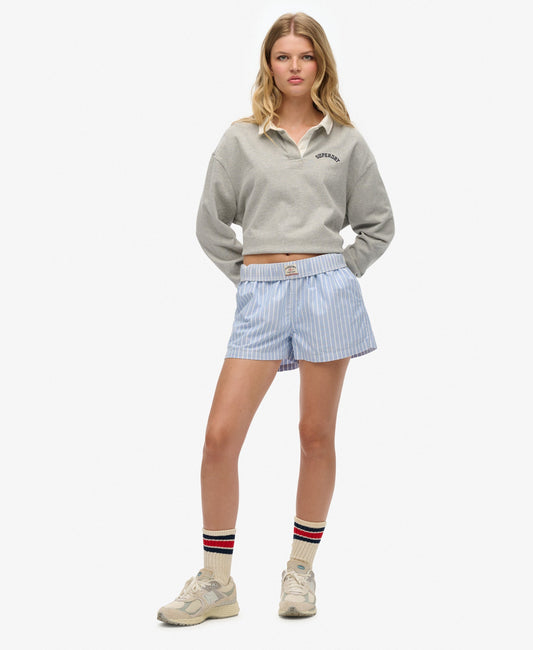 Cotton Stripe Elastic Short | Broker Blue Stripe