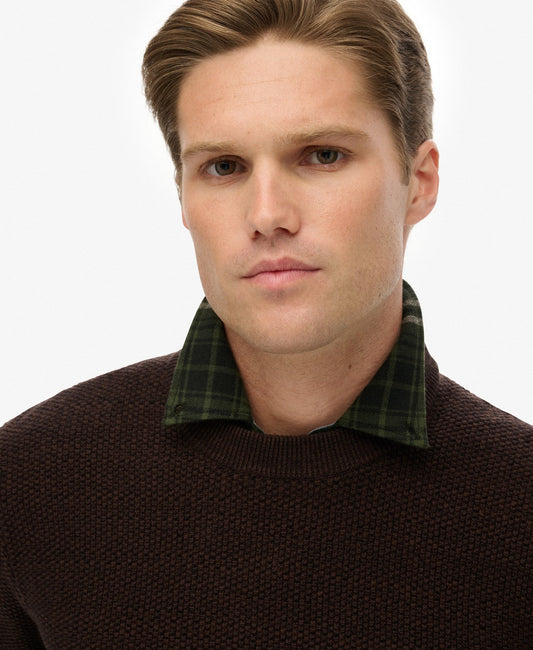 Light Weight Cotton Texture Jumper | Dark Brown/Black