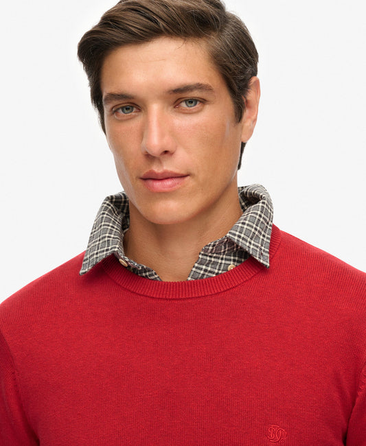 Essentials Cotton Jumper | Crimson Red Marle