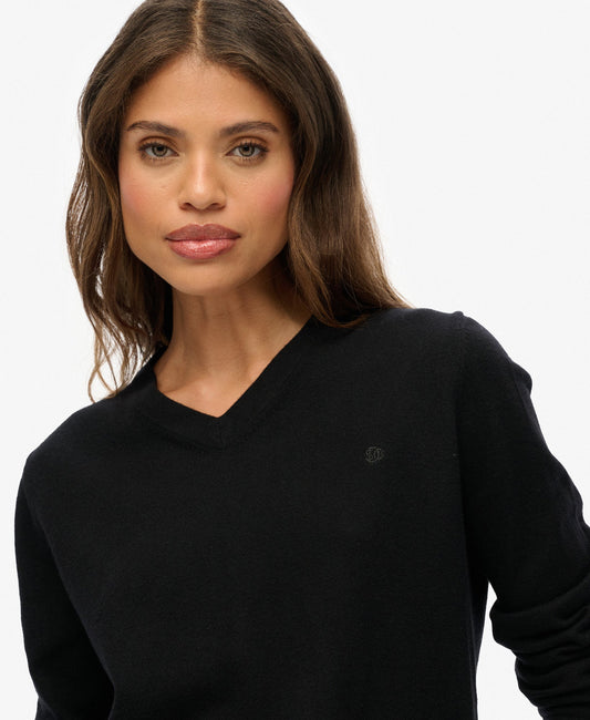 Classic V Neck Slim Fit Jumper | Black