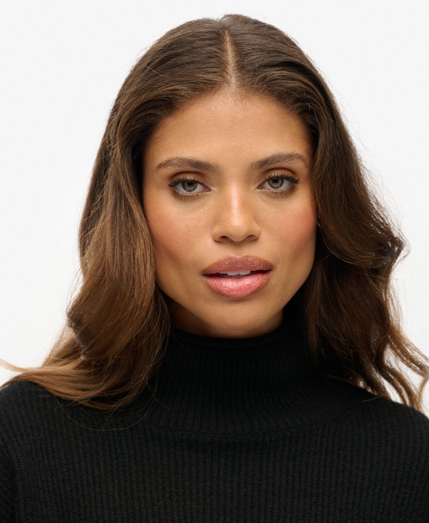 Slouchy Mock Neck Jumper | Black Twist