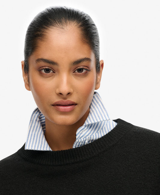 Slouchy Crew Neck Jumper | Black Twist