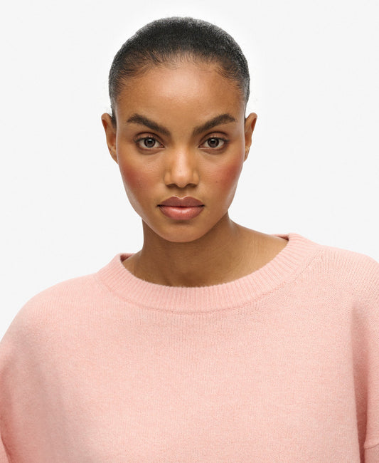 Slouchy Crew Neck Jumper | Dull Pink Twist