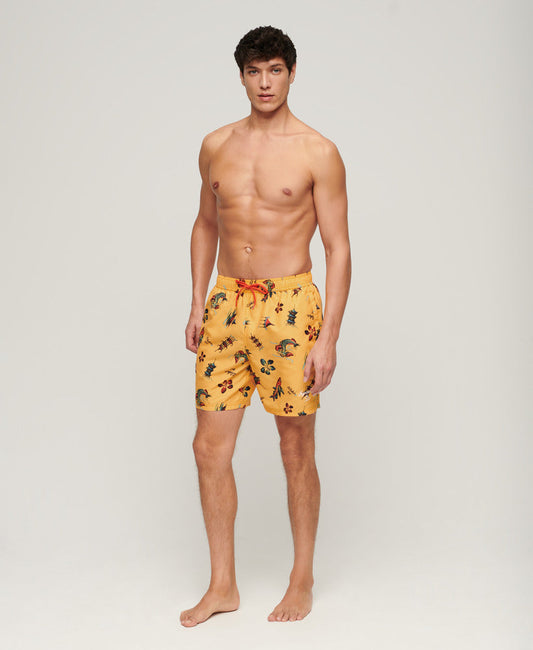 Hawaiian Print Swim Shorts | Aloha Golden Yellow