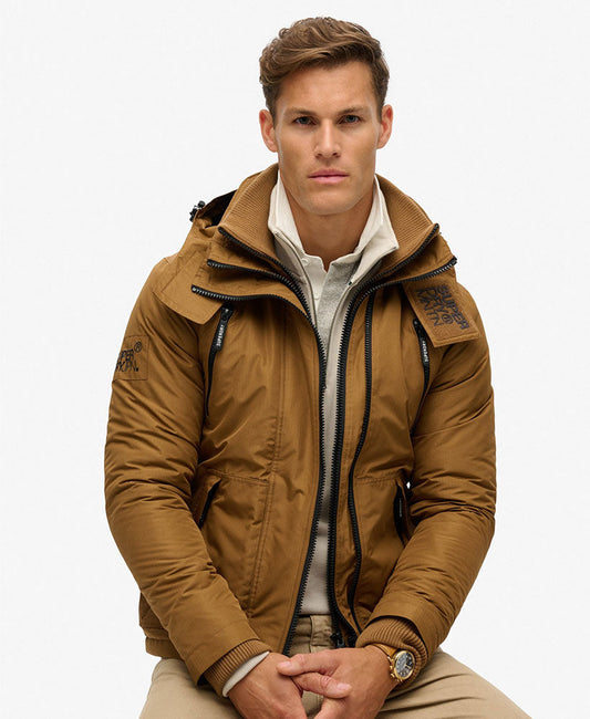 Hooded Mountain Windbreaker Slim Fit Jacket | Denim Co Tobacco Brown