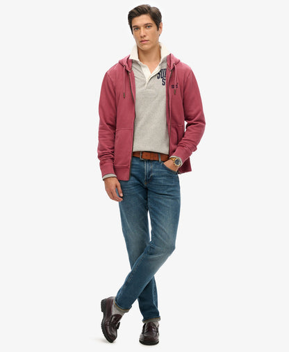 Essential Logo Washed Ziphood | Washed Rich Burgandy