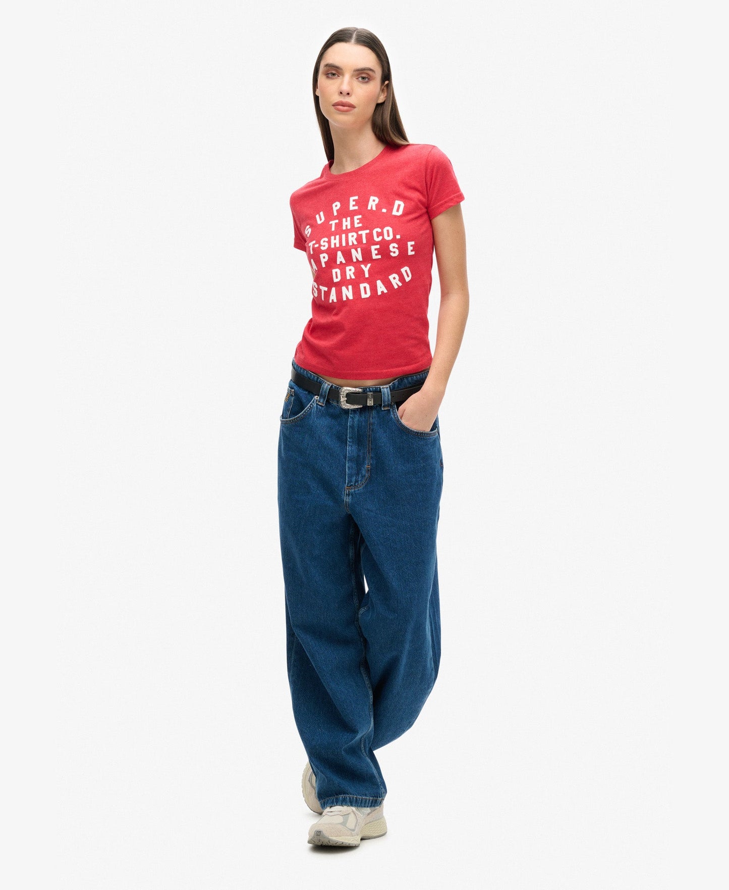 Puff Print Archive Fitted Slim Fit Tee | Papaya Red Marle