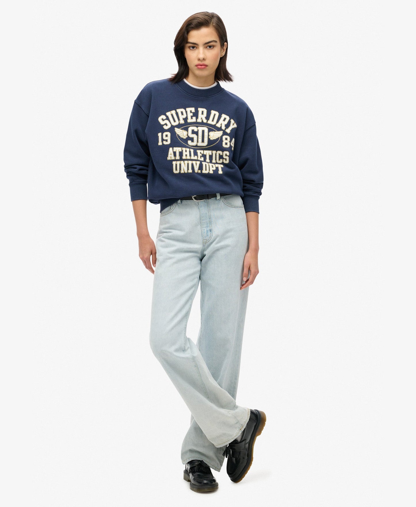 College Script Loose Sweat | Deep Indigo Navy Marle