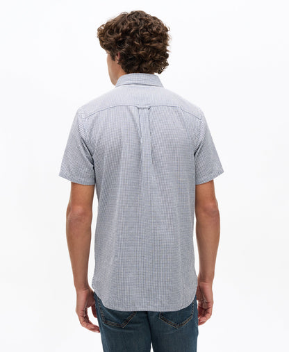Seersucker Short Sleeve Shirt | Navy Gingham