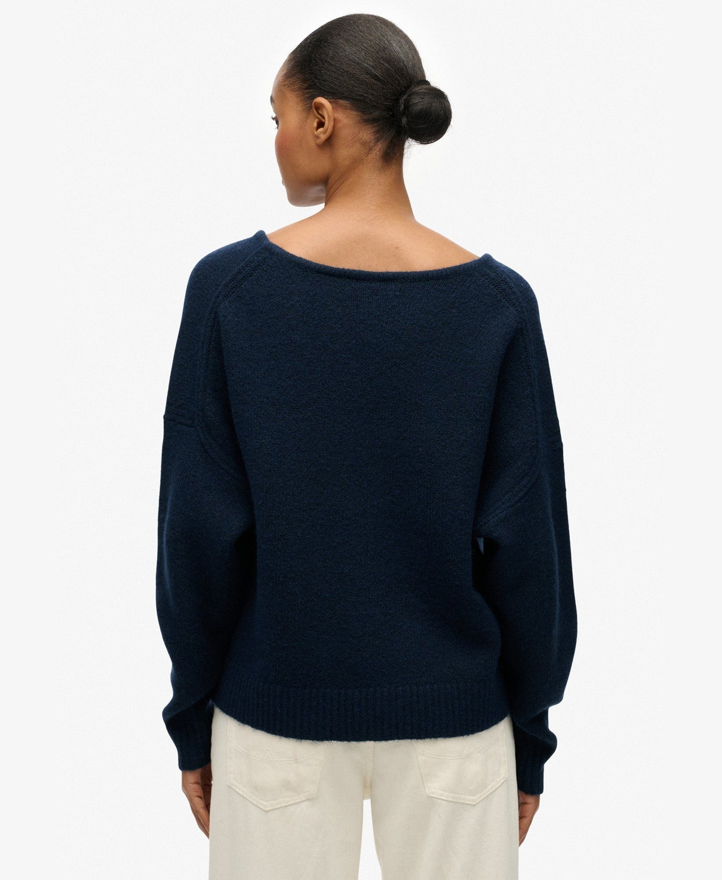Brushed Os V Neck Jumper | Richest Navy Twist