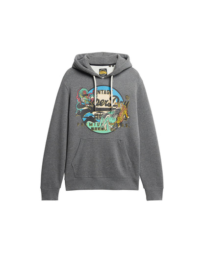 Japanese Vintage Logo Graphic Hoodie | Rich Charcoal Marle