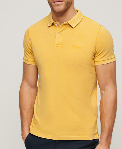 Organic Cotton Vintage Destroy Polo Shirt | Pigment Yellow