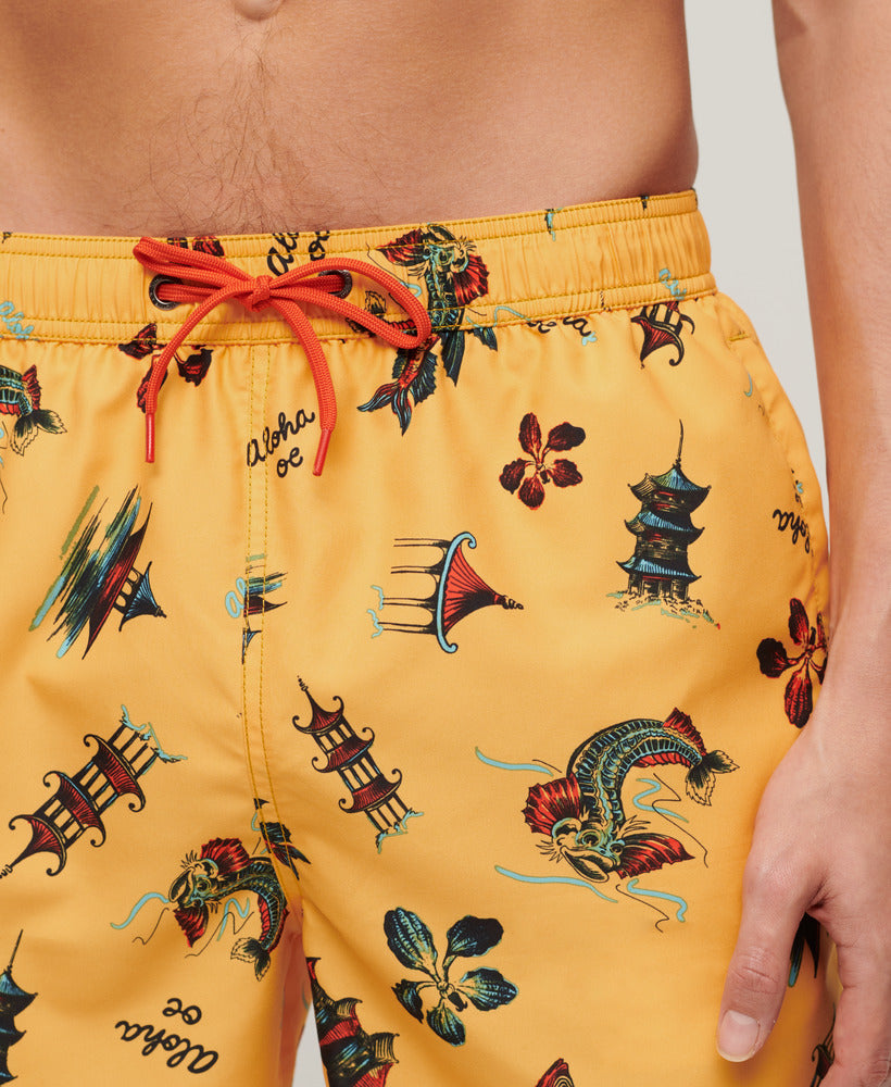 Hawaiian Print Swim Shorts | Aloha Golden Yellow