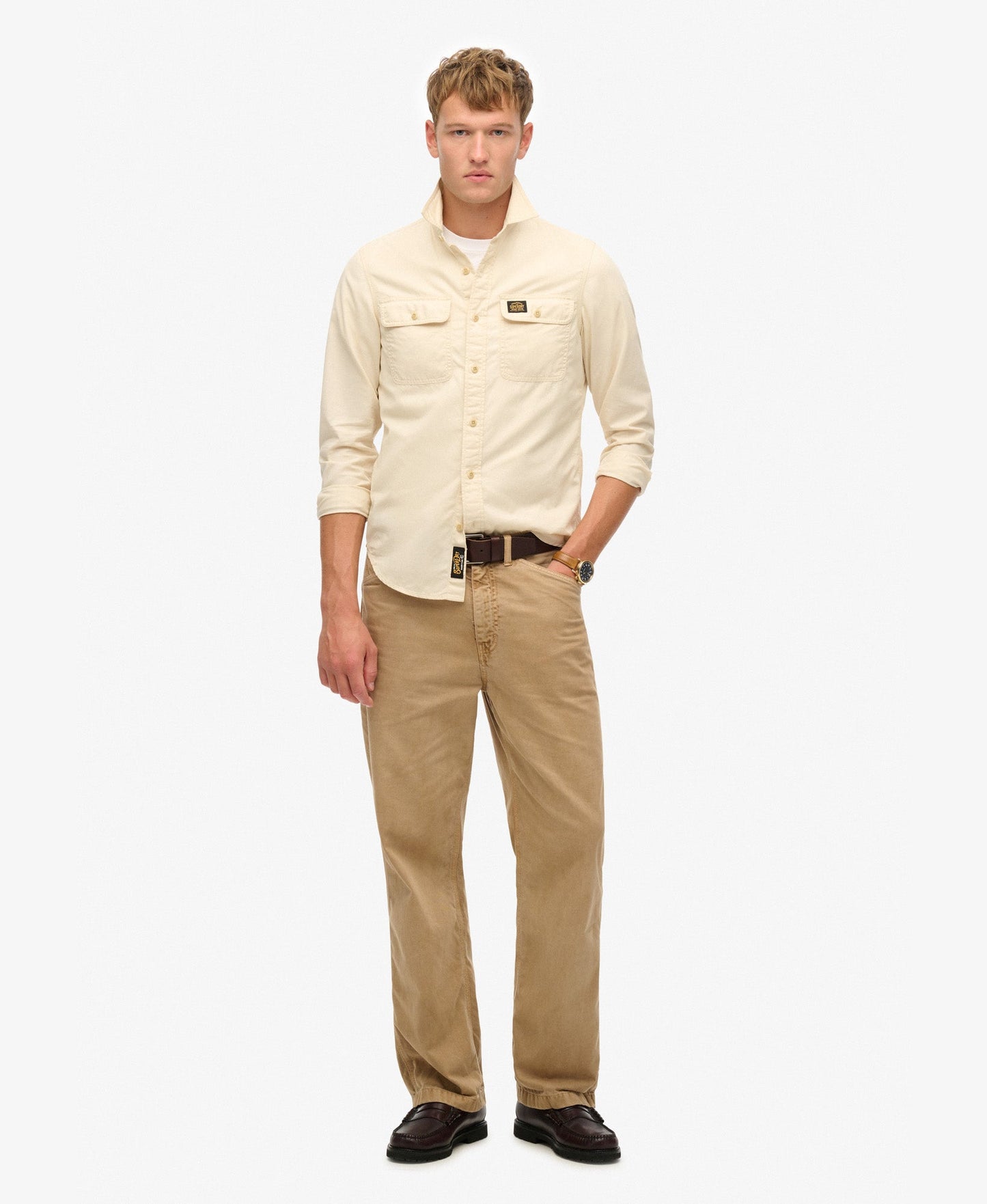 Cotton Workwear Long Sleeved Shirt | Oyster Grey
