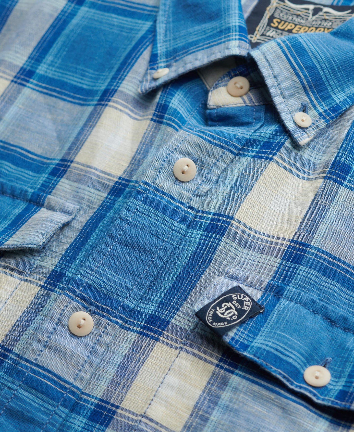 Merchant Linen Check Shirt | Blue Ombre Check