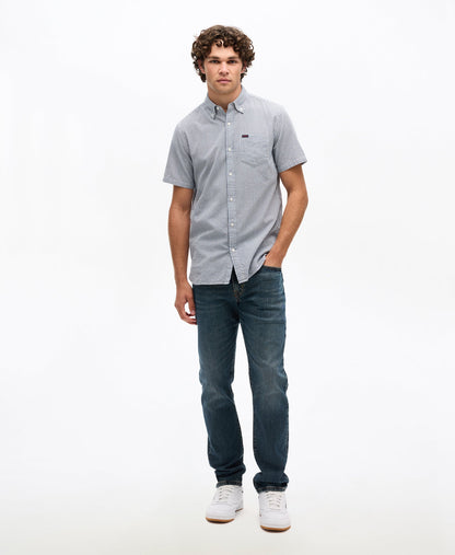 Seersucker Short Sleeve Shirt | Navy Gingham