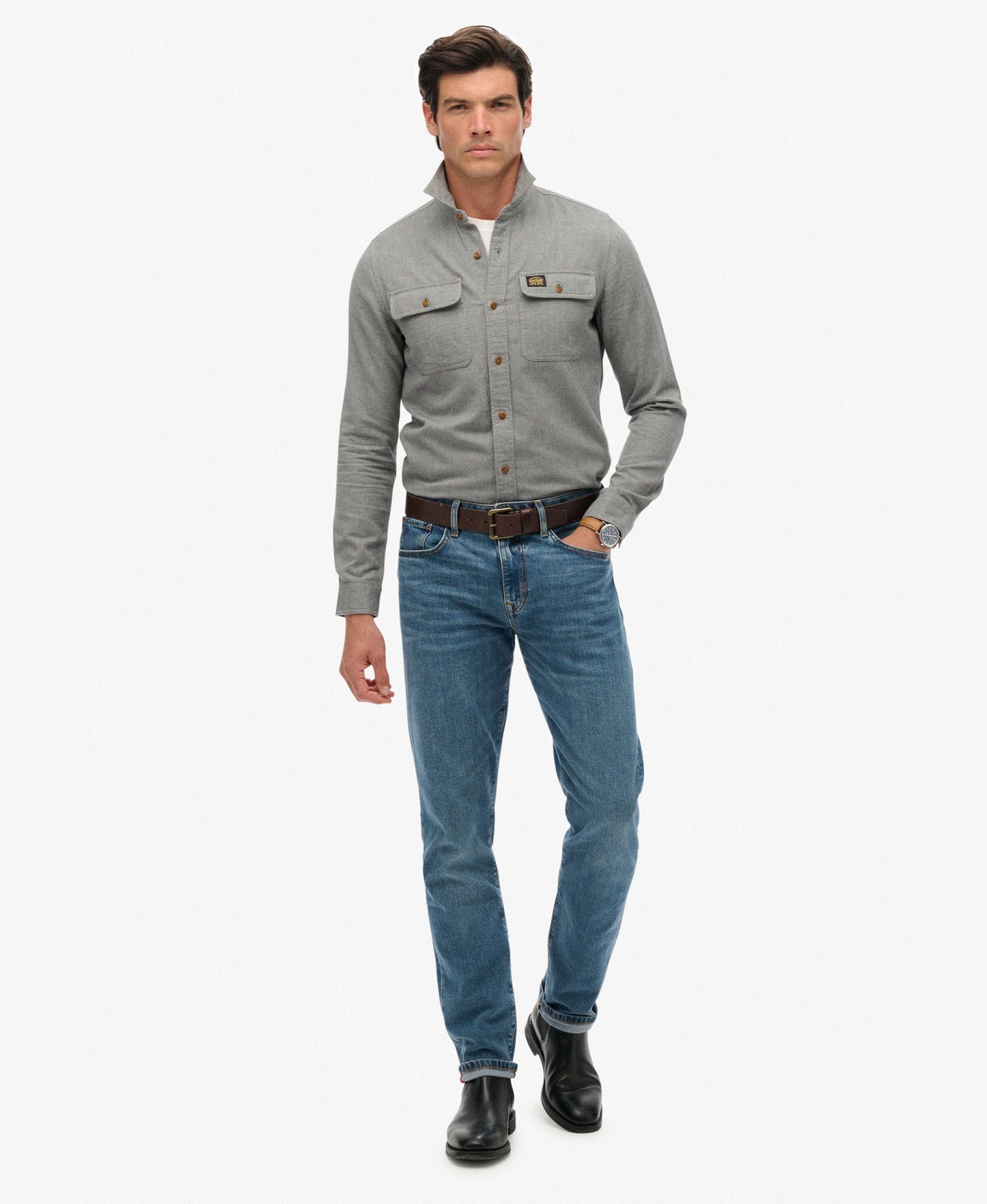 Flannel Workwear Shirt | Pearl Blue