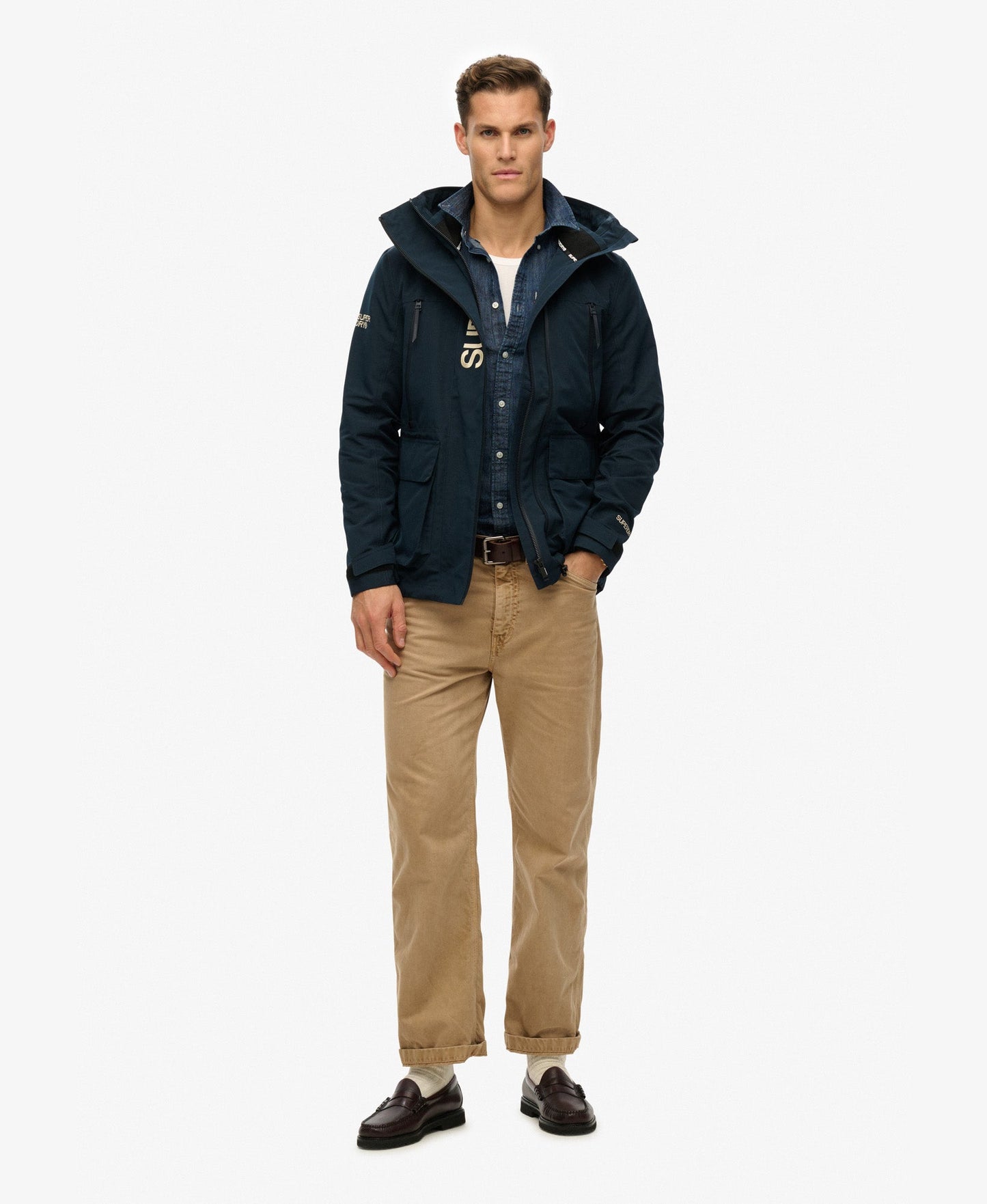 Slim Fit Hooded Ultimate Embroidered Windbreaker | Eclipse Navy